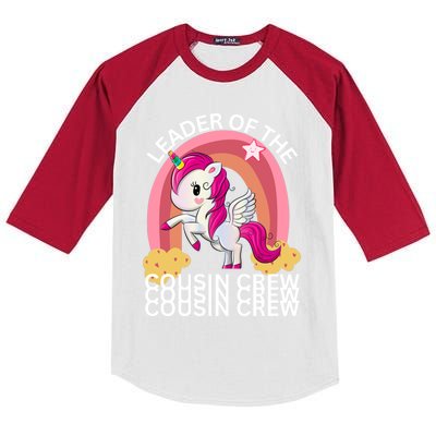 Unicorn Best Cousin Crew Christmas Leader Of The Cousin Crew Gift Kids Colorblock Raglan Jersey