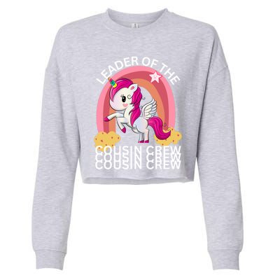 Unicorn Best Cousin Crew Christmas Leader Of The Cousin Crew Gift Cropped Pullover Crew