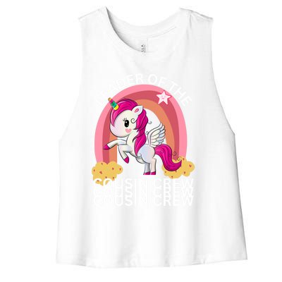 Unicorn Best Cousin Crew Christmas Leader Of The Cousin Crew Gift Women's Racerback Cropped Tank