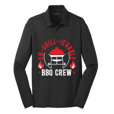 Ungrillievable Bbq Crew Grilling Grillmaster Barbecue Cool Gift Silk Touch Performance Long Sleeve Polo