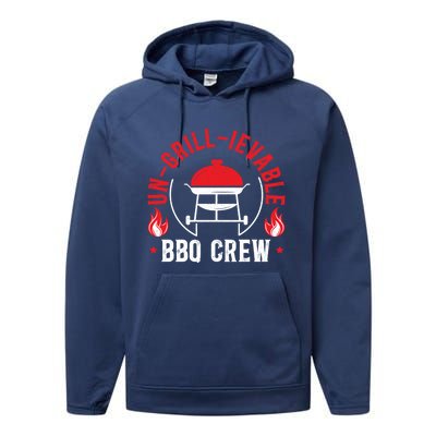 Ungrillievable Bbq Crew Grilling Grillmaster Barbecue Cool Gift Performance Fleece Hoodie