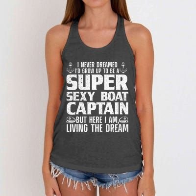 Unny Boat Captain For Women Boating Boat Captain Women's Knotted Racerback Tank