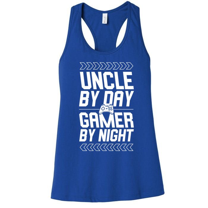 Uncle By Day Gamer By Night Funny Uncle Gamer Cool Gift Women's Racerback Tank