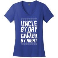 Uncle By Day Gamer By Night Funny Uncle Gamer Cool Gift Women's V-Neck T-Shirt