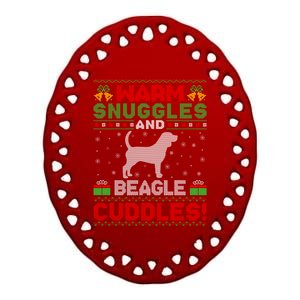 Ugly Beagle Dog Xmas Sweater Style Santa Beagle Christmas Funny Gift Ceramic Oval Ornament