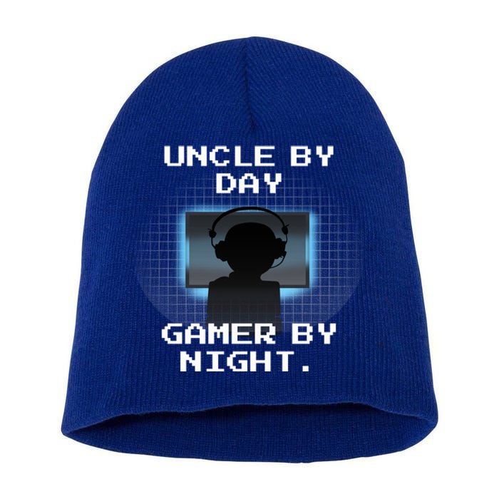 Uncle By Day Gamer By Night Gift Short Acrylic Beanie