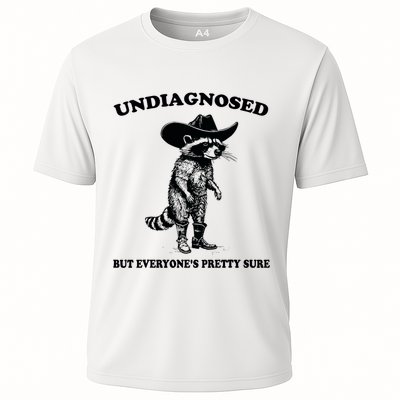 Undiagnosed But EveryoneS Pretty Sure Funny Cowboy Raccoon Cooling Performance Crew T-Shirt