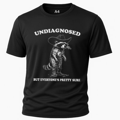 Undiagnosed But EveryoneS Pretty Sure Funny Cowboy Raccoon Cooling Performance Crew T-Shirt