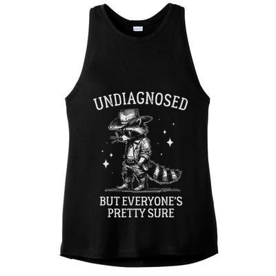 Undiagnosed But EveryoneS Pretty Sure Funny Cowboy Raccoon Ladies PosiCharge Tri-Blend Wicking Tank