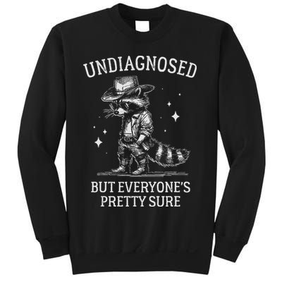 Undiagnosed But EveryoneS Pretty Sure Funny Cowboy Raccoon Sweatshirt