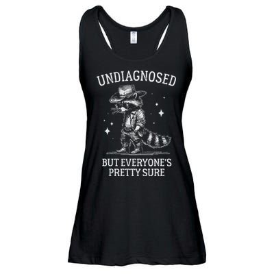 Undiagnosed But EveryoneS Pretty Sure Funny Cowboy Raccoon Ladies Essential Flowy Tank