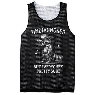 Undiagnosed But EveryoneS Pretty Sure Funny Cowboy Raccoon Mesh Reversible Basketball Jersey Tank