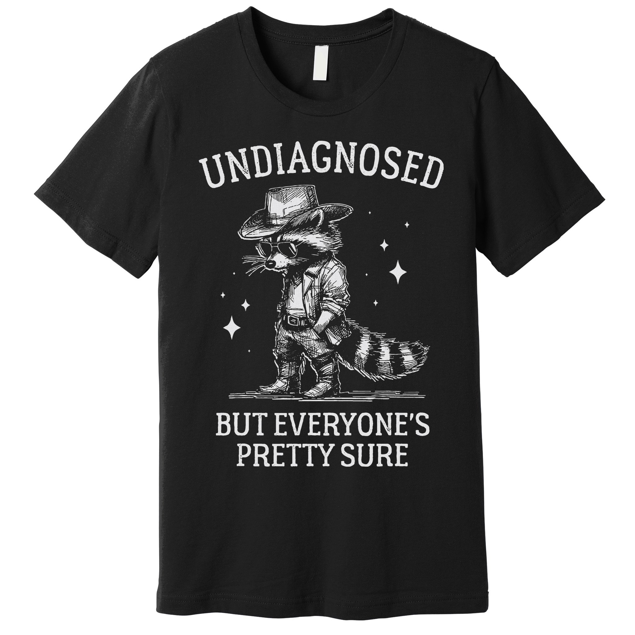 Undiagnosed But EveryoneS Pretty Sure Funny Cowboy Raccoon Premium T-Shirt