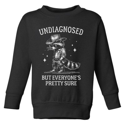Undiagnosed But EveryoneS Pretty Sure Funny Cowboy Raccoon Toddler Sweatshirt