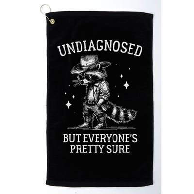 Undiagnosed But EveryoneS Pretty Sure Funny Cowboy Raccoon Golf Towel