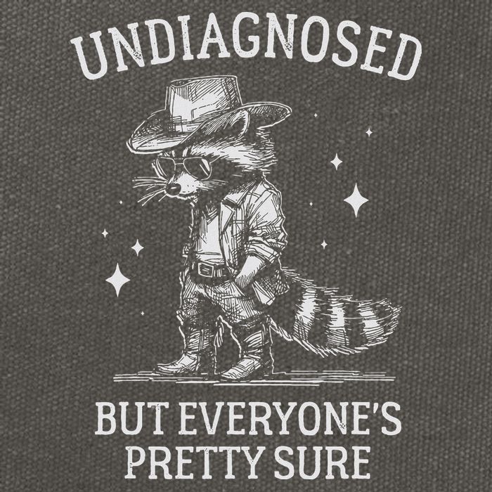 Undiagnosed But EveryoneS Pretty Sure Funny Cowboy Raccoon Cotton Canvas Backpack