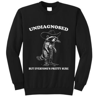 Undiagnosed But EveryoneS Pretty Sure Funny Cowboy Raccoon Sweatshirt