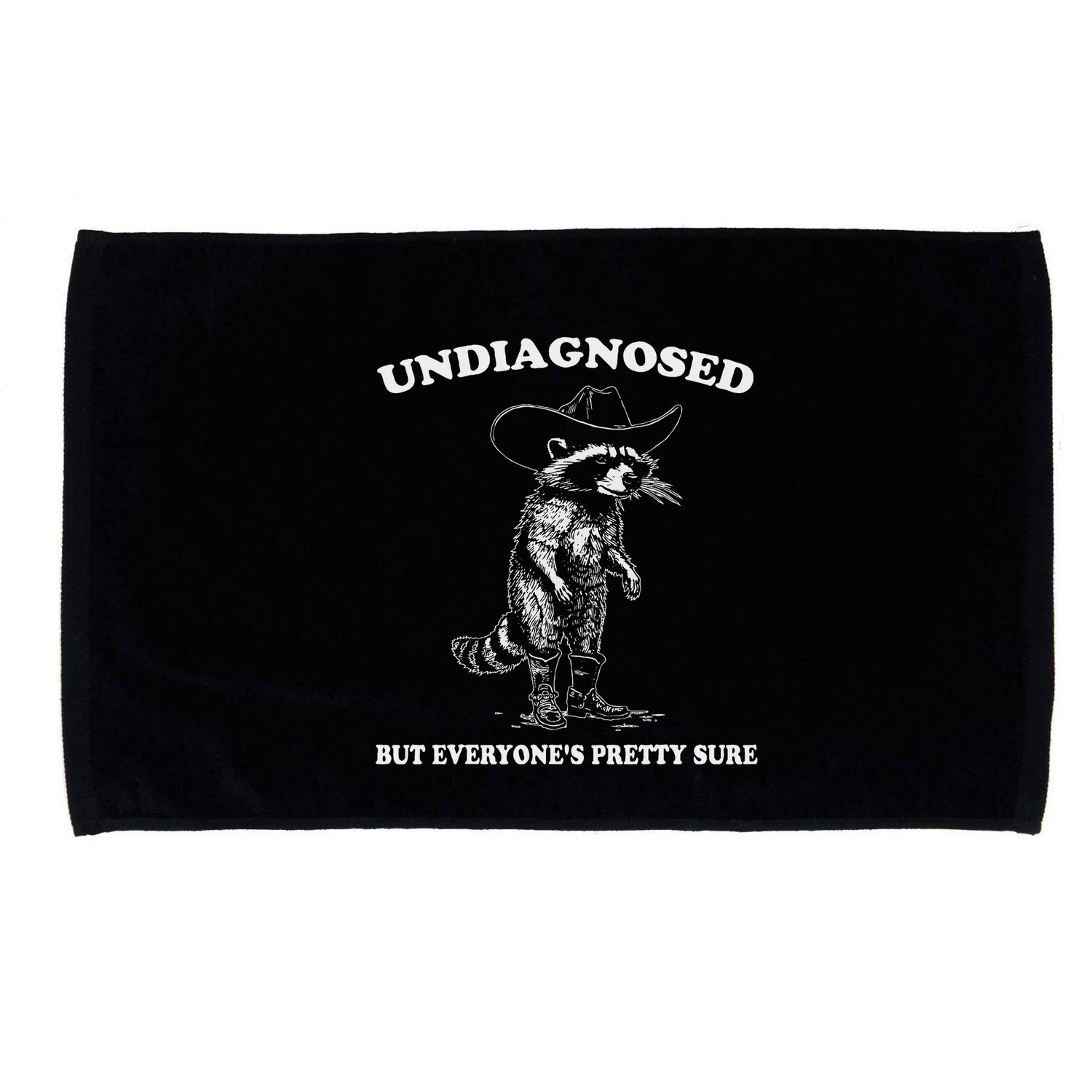 Undiagnosed But EveryoneS Pretty Sure Funny Cowboy Raccoon Microfiber Hand Towel