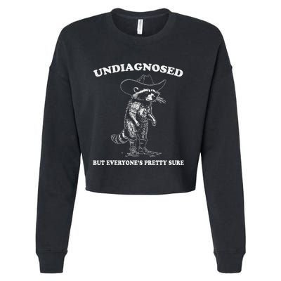 Undiagnosed But EveryoneS Pretty Sure Funny Cowboy Raccoon Cropped Pullover Crew