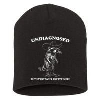 Undiagnosed But EveryoneS Pretty Sure Funny Cowboy Raccoon Short Acrylic Beanie