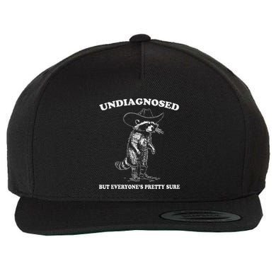 Undiagnosed But EveryoneS Pretty Sure Funny Cowboy Raccoon Wool Snapback Cap