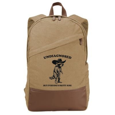 Undiagnosed But EveryoneS Pretty Sure Funny Cowboy Raccoon Cotton Canvas Backpack