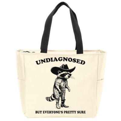 Undiagnosed But EveryoneS Pretty Sure Funny Cowboy Raccoon Zip Tote Bag