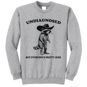 Undiagnosed But EveryoneS Pretty Sure Funny Cowboy Raccoon Tall Sweatshirt