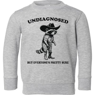 Undiagnosed But EveryoneS Pretty Sure Funny Cowboy Raccoon Toddler Sweatshirt