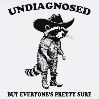 Undiagnosed But EveryoneS Pretty Sure Funny Cowboy Raccoon T-Shirt