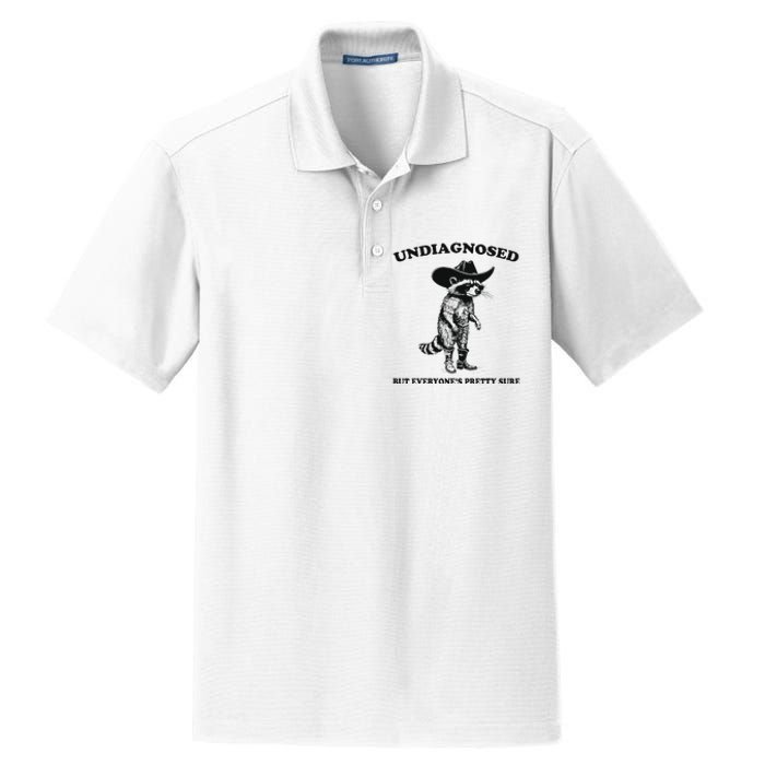 Undiagnosed But EveryoneS Pretty Sure Funny Cowboy Raccoon Dry Zone Grid Polo