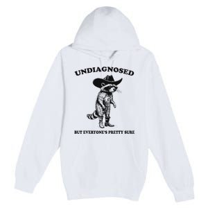 Undiagnosed But EveryoneS Pretty Sure Funny Cowboy Raccoon Premium Pullover Hoodie