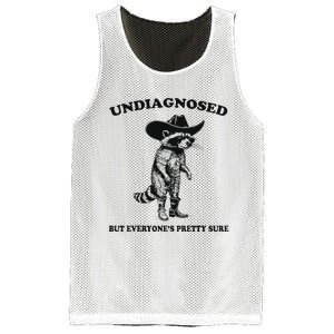 Undiagnosed But EveryoneS Pretty Sure Funny Cowboy Raccoon Mesh Reversible Basketball Jersey Tank