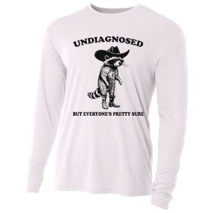 Undiagnosed But EveryoneS Pretty Sure Funny Cowboy Raccoon Cooling Performance Long Sleeve Crew