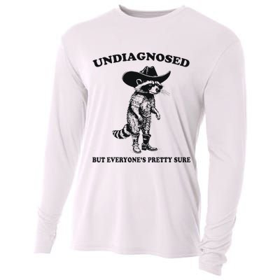 Undiagnosed But EveryoneS Pretty Sure Funny Cowboy Raccoon Cooling Performance Long Sleeve Crew
