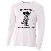 Undiagnosed But EveryoneS Pretty Sure Funny Cowboy Raccoon Cooling Performance Long Sleeve Crew