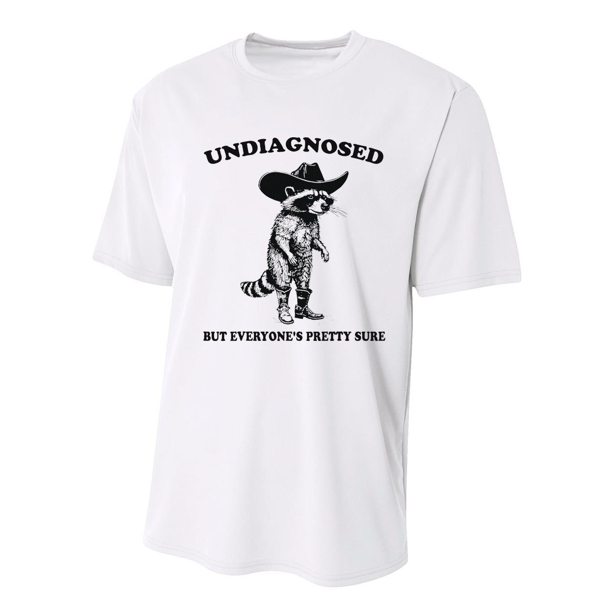 Undiagnosed But EveryoneS Pretty Sure Funny Cowboy Raccoon Youth Performance Sprint T-Shirt