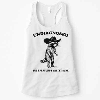 Undiagnosed But EveryoneS Pretty Sure Funny Cowboy Raccoon Womens Tank Top