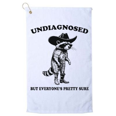 Undiagnosed But EveryoneS Pretty Sure Funny Cowboy Raccoon Golf Towel