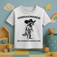 Undiagnosed But EveryoneS Pretty Sure Funny Cowboy Raccoon Toddler T-Shirt
