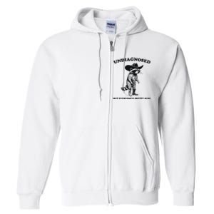 Undiagnosed But EveryoneS Pretty Sure Funny Cowboy Raccoon Full Zip Hoodie