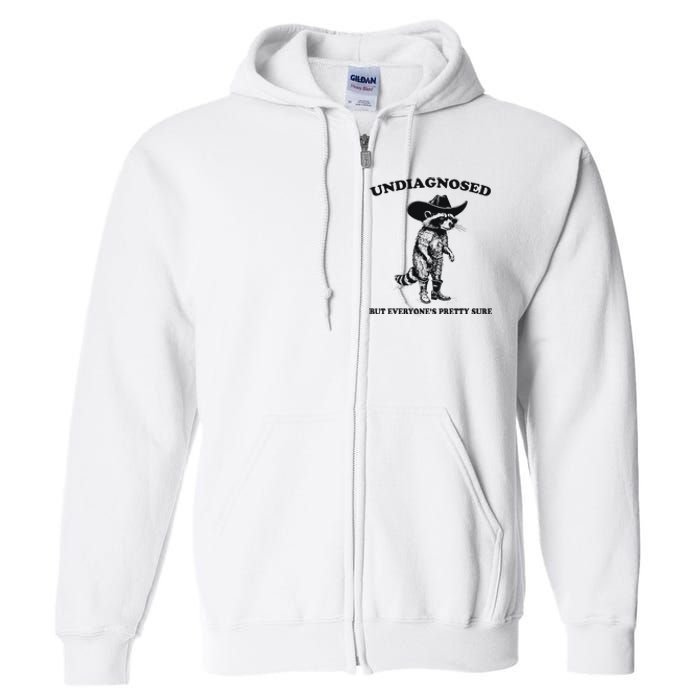 Undiagnosed But EveryoneS Pretty Sure Funny Cowboy Raccoon Full Zip Hoodie