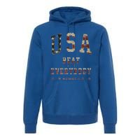 Usa Beat Everybody American Flag Great Gift Premium Hoodie