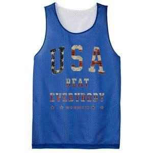 Usa Beat Everybody American Flag Great Gift Mesh Reversible Basketball Jersey Tank