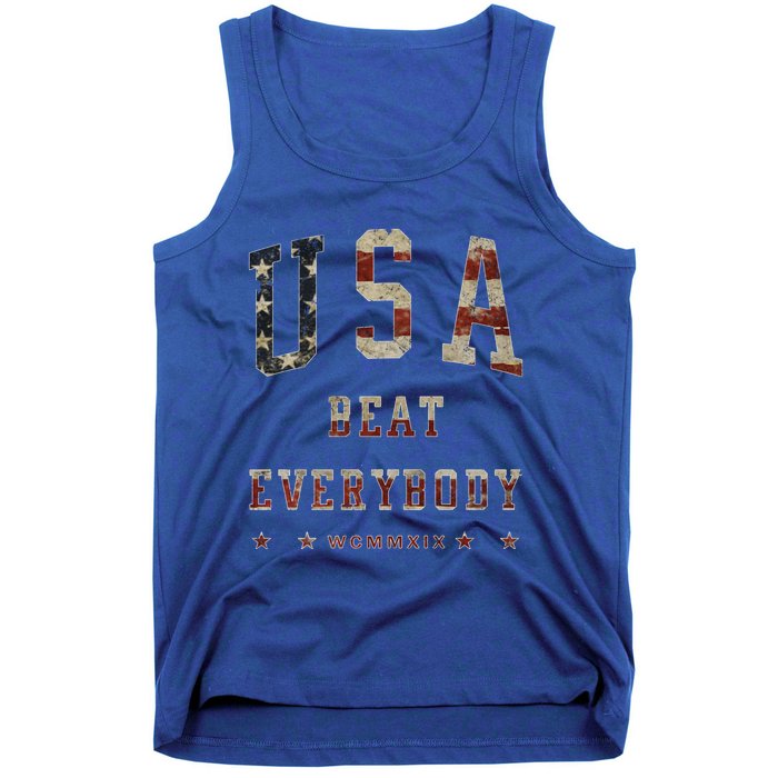 Usa Beat Everybody American Flag Great Gift Tank Top