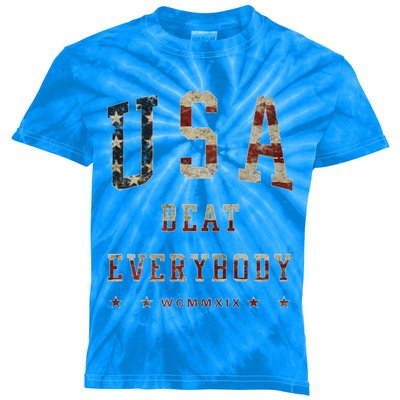 Usa Beat Everybody American Flag Great Gift Kids Tie-Dye T-Shirt