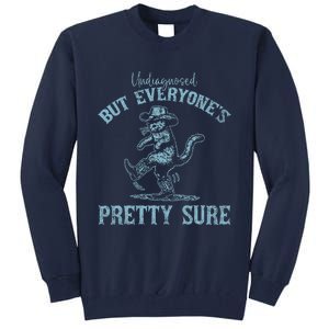 Undiagnosed But EveryoneS Pretty Sure Funny Cowboy Cat Tall Sweatshirt