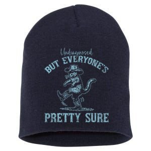 Undiagnosed But EveryoneS Pretty Sure Funny Cowboy Cat Short Acrylic Beanie