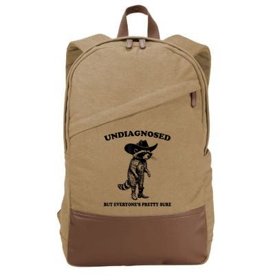 Undiagnosed But EveryoneS Pretty Sure Funny Cowboy Raccoon Cotton Canvas Backpack