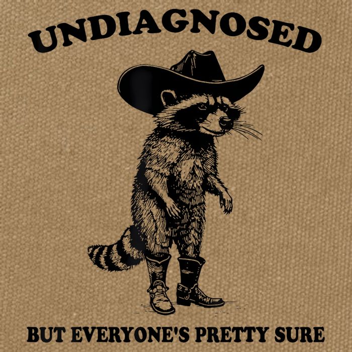 Undiagnosed But EveryoneS Pretty Sure Funny Cowboy Raccoon Cotton Canvas Backpack